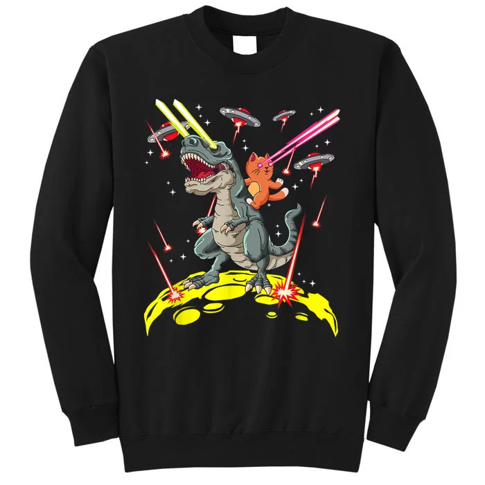 Space Cat Riding Rex Laser Eyes Tall Sweatshirt