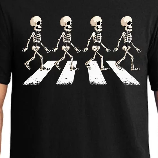 Skeleton Crossing Road Crosswalk Halloween Pajama Set