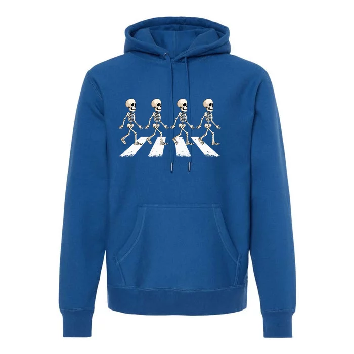 Skeleton Crossing Road Crosswalk Halloween Premium Hoodie