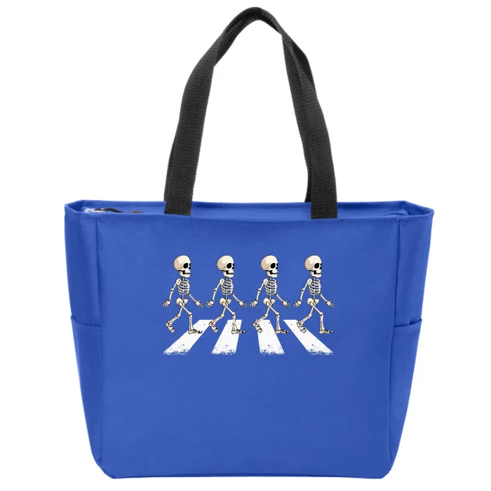 Skeleton Crossing Road Crosswalk Halloween Zip Tote Bag