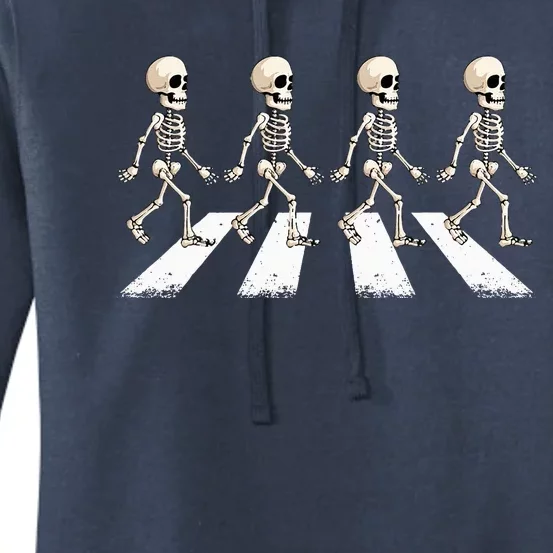 Skeleton Crossing Road Crosswalk Halloween Women's Pullover Hoodie