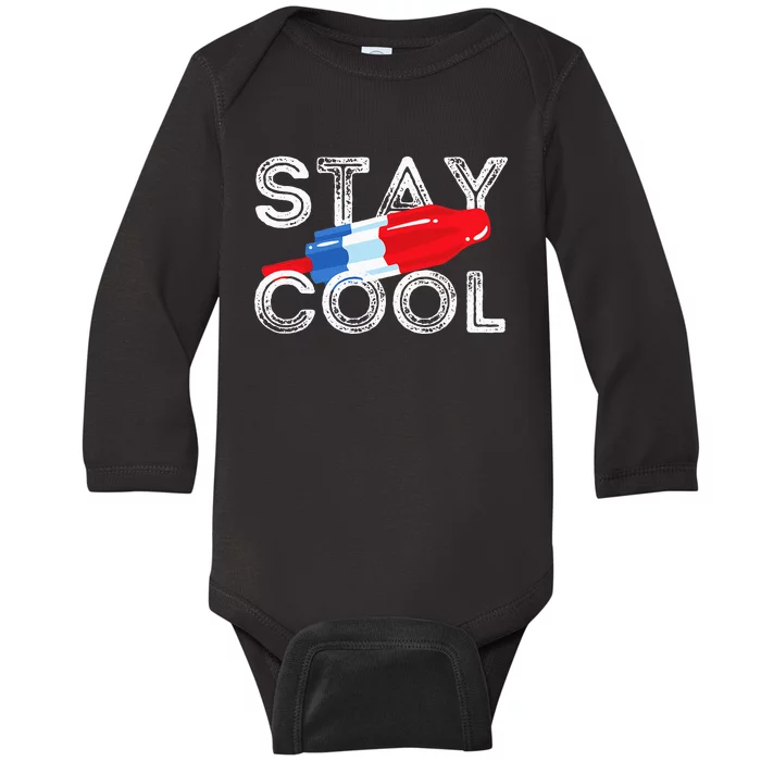 Stay Cool Rocket Pop Red White & Blue Popsicle Summer Gift Baby Long Sleeve Bodysuit