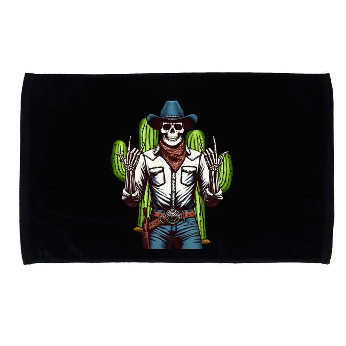 Skeleton Cowboy Rock Hand Howdy Skull Western Rodeo Texas Microfiber Hand Towel