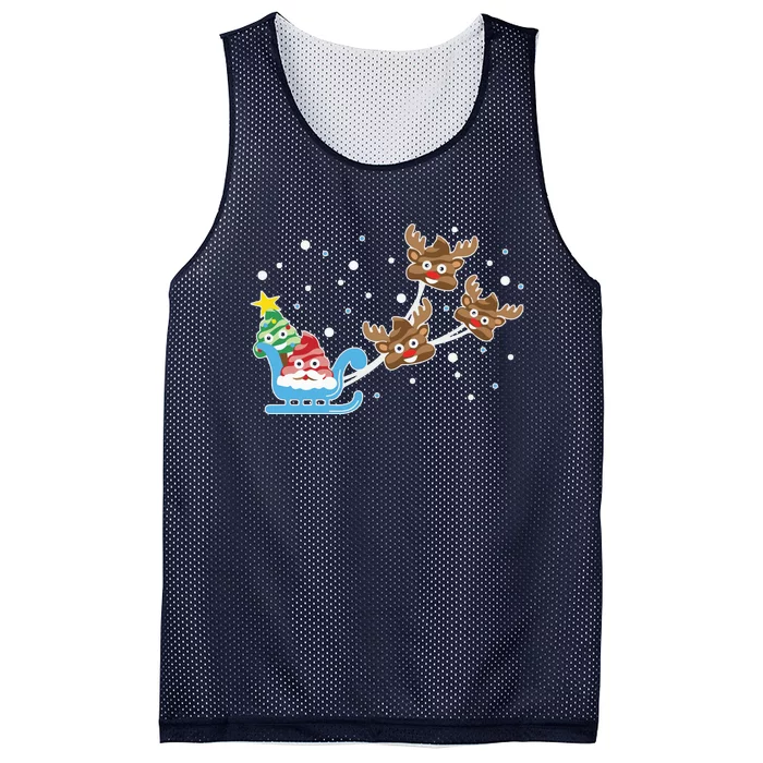 Santa Claus Reindeer Poop Emoticon Christmas Emoji Xmas Gift Mesh Reversible Basketball Jersey Tank