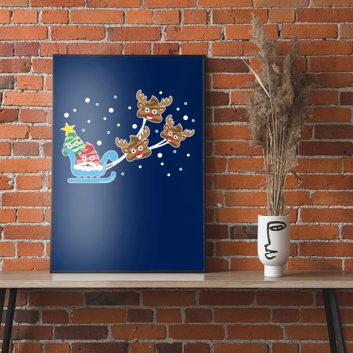 Santa Claus Reindeer Poop Emoticon Christmas Emoji Xmas Gift Poster