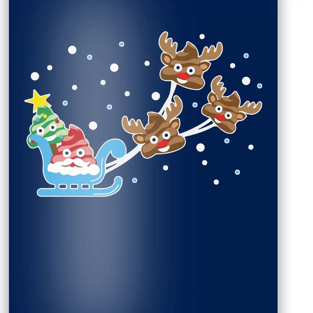 Santa Claus Reindeer Poop Emoticon Christmas Emoji Xmas Gift Poster