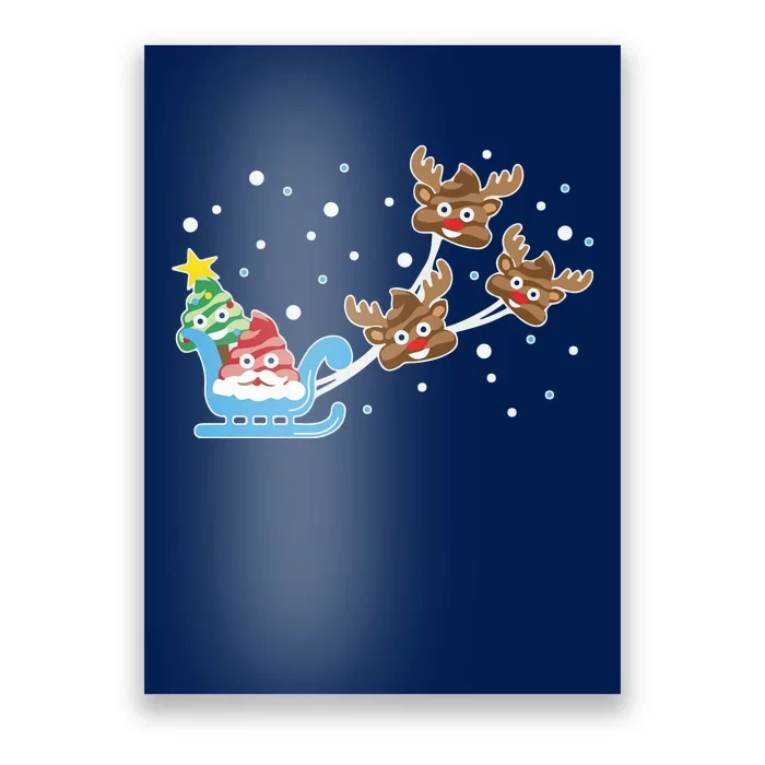 Santa Claus Reindeer Poop Emoticon Christmas Emoji Xmas Gift Poster