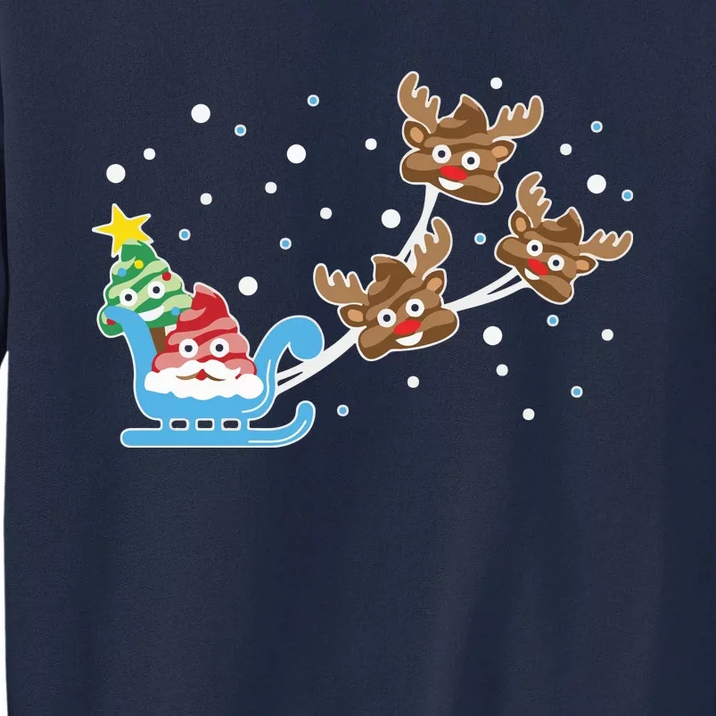 Santa Claus Reindeer Poop Emoticon Christmas Emoji Xmas Gift Tall Sweatshirt