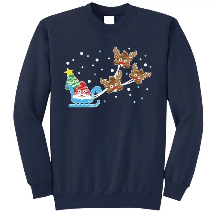 Santa Claus Reindeer Poop Emoticon Christmas Emoji Xmas Gift Tall Sweatshirt