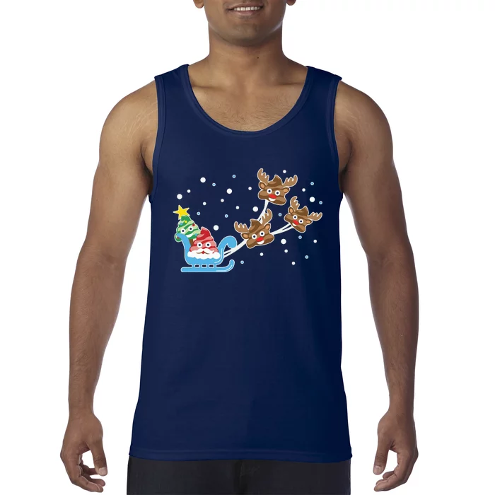 Santa Claus Reindeer Poop Emoticon Christmas Emoji Xmas Gift Tank Top