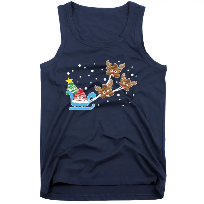 Santa Claus Reindeer Poop Emoticon Christmas Emoji Xmas Gift Tank Top