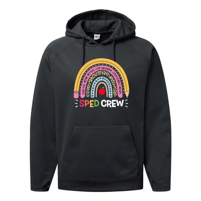 Sped Crew Rainbow Special Education Teacher Back To School Performance Fleece Hoodie