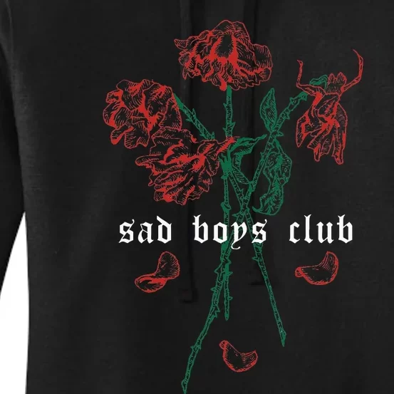 Sad Club Red Roses Aesthetic Soft Grunge Punk Goth Eboy Women's Pullover Hoodie