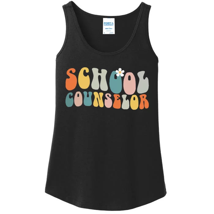 School Counselor Retro Vintage Groovy Back to School Ladies Essential Tank