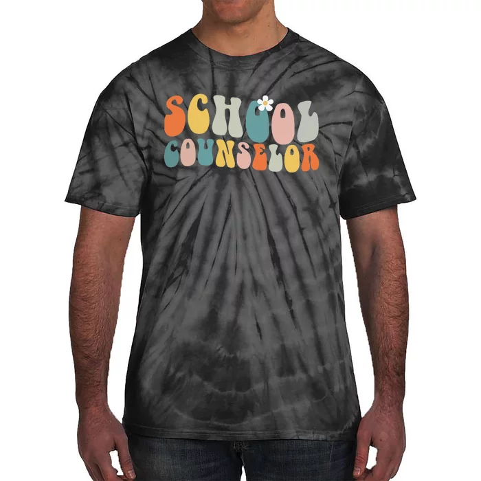 School Counselor Retro Vintage Groovy Back to School Tie-Dye T-Shirt