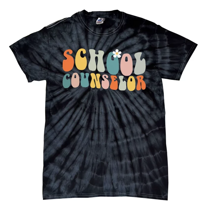 School Counselor Retro Vintage Groovy Back to School Tie-Dye T-Shirt