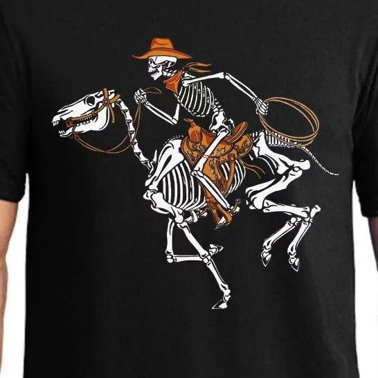 Skeleton Cowboy Riding Horse Halloween Rider Costume Funny Pajama Set