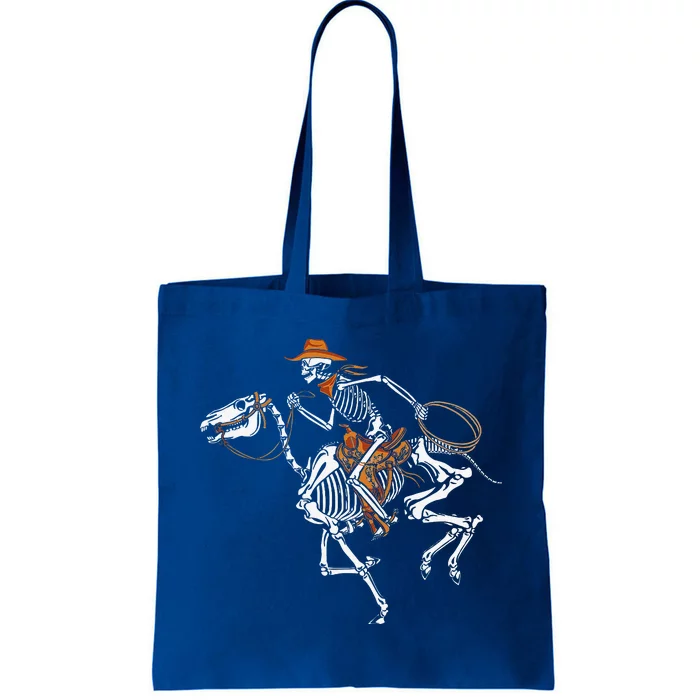 Skeleton Cowboy Riding Horse Halloween Rider Costume Funny Tote Bag