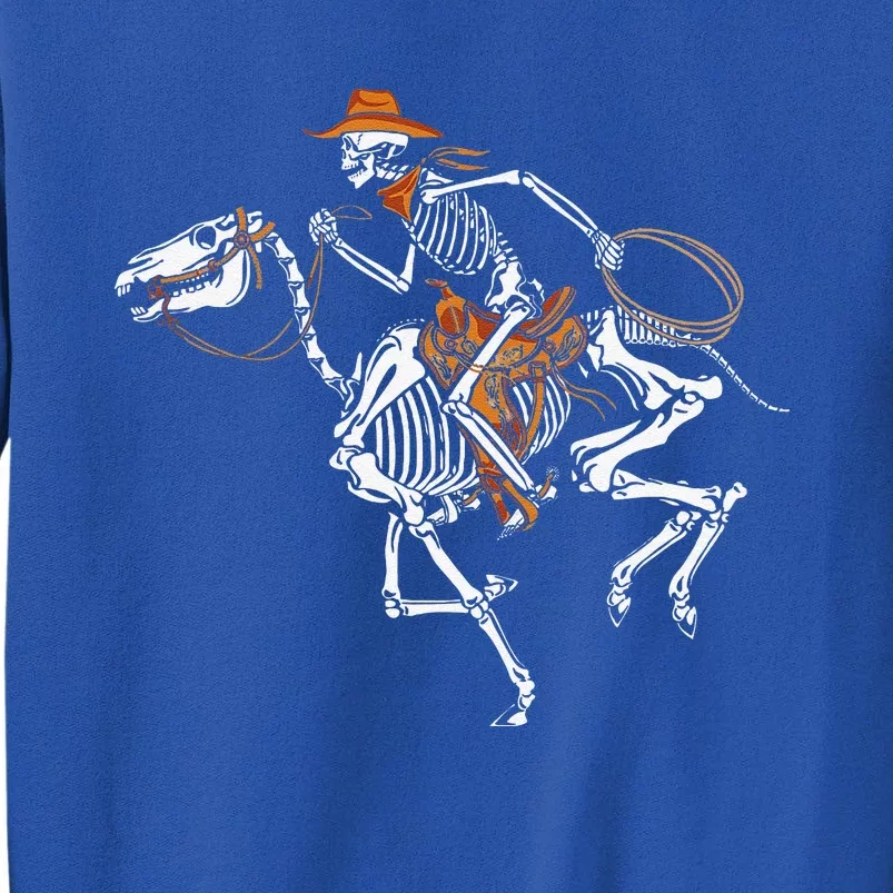 Skeleton Cowboy Riding Horse Halloween Rider Costume Funny Tall Sweatshirt