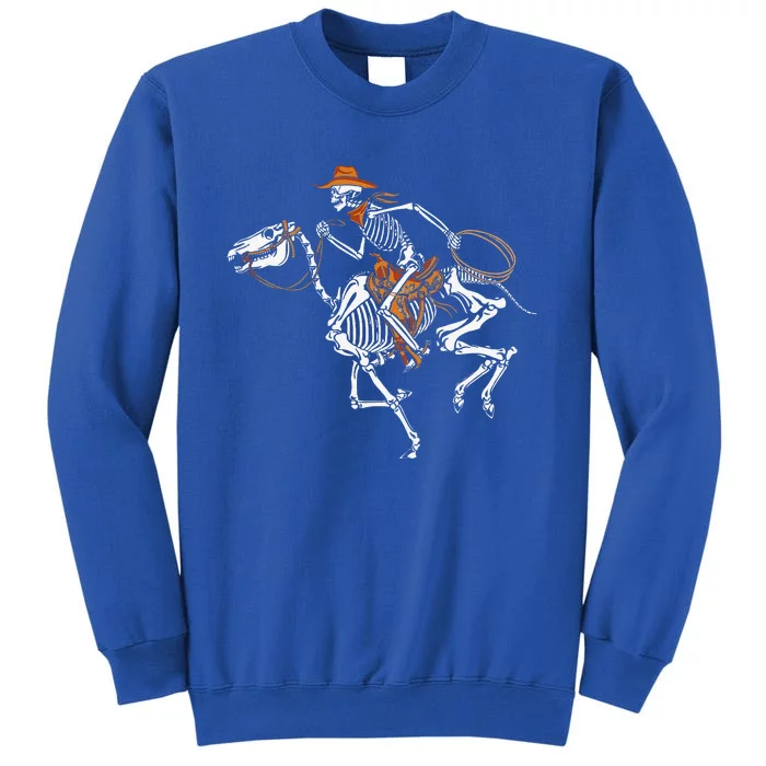 Skeleton Cowboy Riding Horse Halloween Rider Costume Funny Tall Sweatshirt