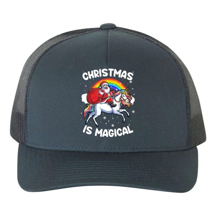 Santa Claus Riding Magical Unicorn Rainbow Funny Christmas Gift Yupoong Adult 5-Panel Trucker Hat