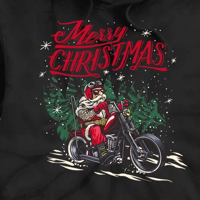 Santa Claus Riding A Motorcycle Christmas Design Tie Dye Hoodie