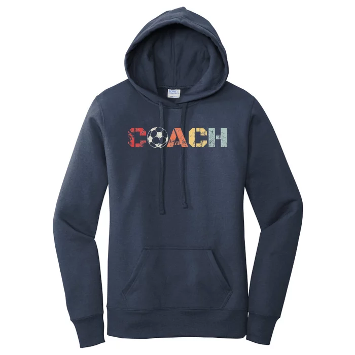 Soccer Coach Retro Vintage Instructional Soccer Ball Staff Women's Pullover Hoodie