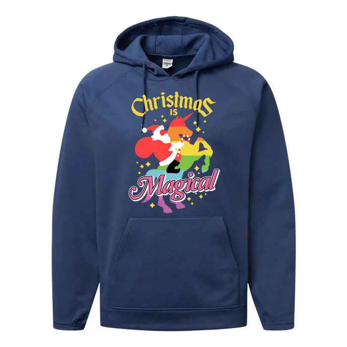 Santa Claus Riding Unicorn Christmas Is Magical Gift Performance Fleece Hoodie