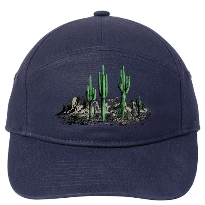 Saguaro Cactus Retro Desert Saguaro Cactus Western Nature Gift 7-Panel Snapback Hat