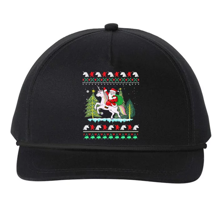 Santa Claus Riding Unicorn Christmas Gift Snapback Five-Panel Rope Hat