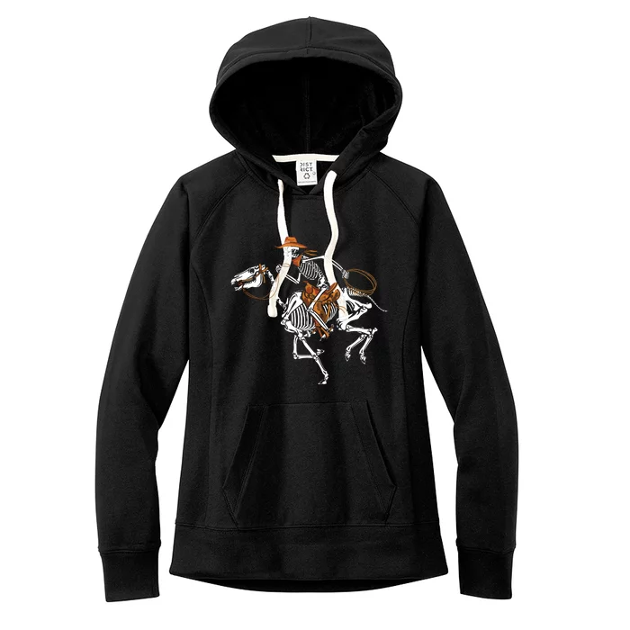 Skeleton Cowboy Riding Horse Halloween Rider Costume Women's Fleece Hoodie