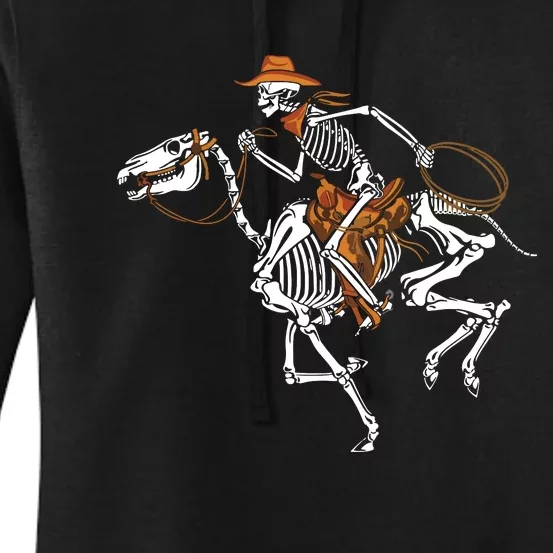 Skeleton Cowboy Riding Horse Halloween Rider Costume Women's Pullover Hoodie