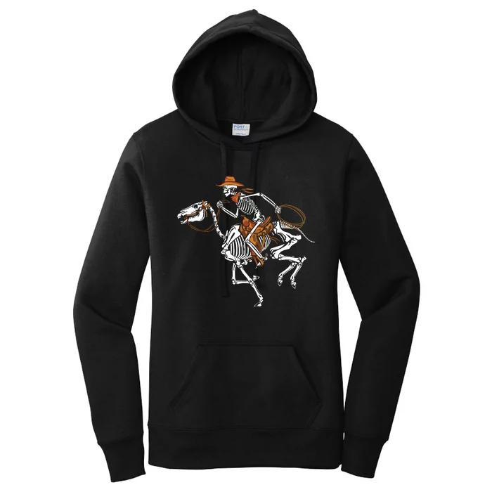 Skeleton Cowboy Riding Horse Halloween Rider Costume Women's Pullover Hoodie