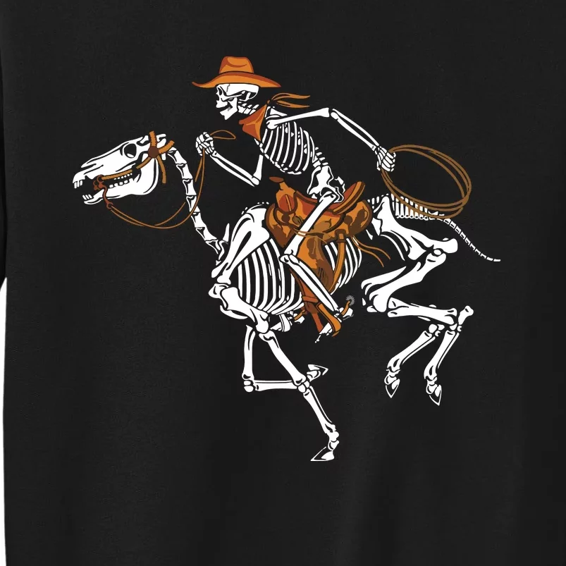 Skeleton Cowboy Riding Horse Halloween Rider Costume Tall Sweatshirt