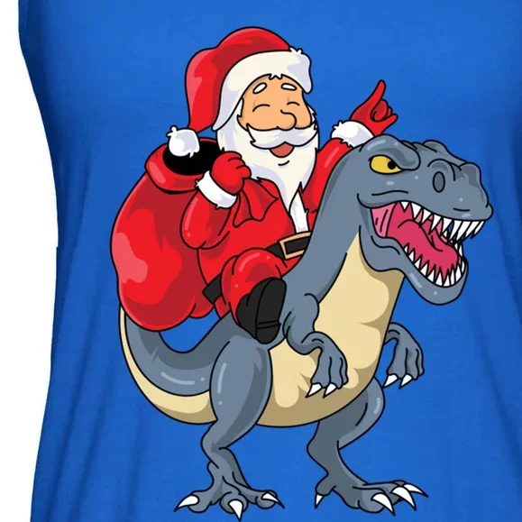 Santa Claus Riding Trex Dinosaur Christmas Dino Tree Rex Gift Ladies Essential Flowy Tank