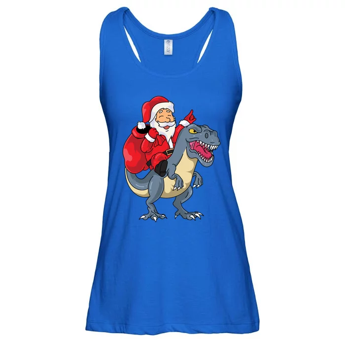 Santa Claus Riding Trex Dinosaur Christmas Dino Tree Rex Gift Ladies Essential Flowy Tank