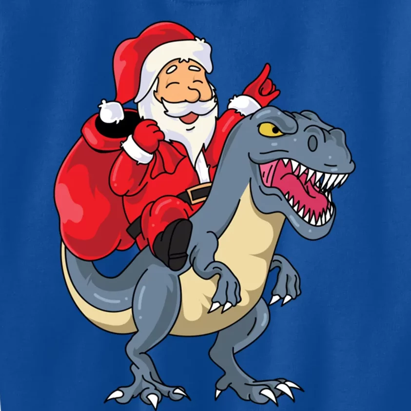 Santa Claus Riding Trex Dinosaur Christmas Dino Tree Rex Gift Kids Sweatshirt