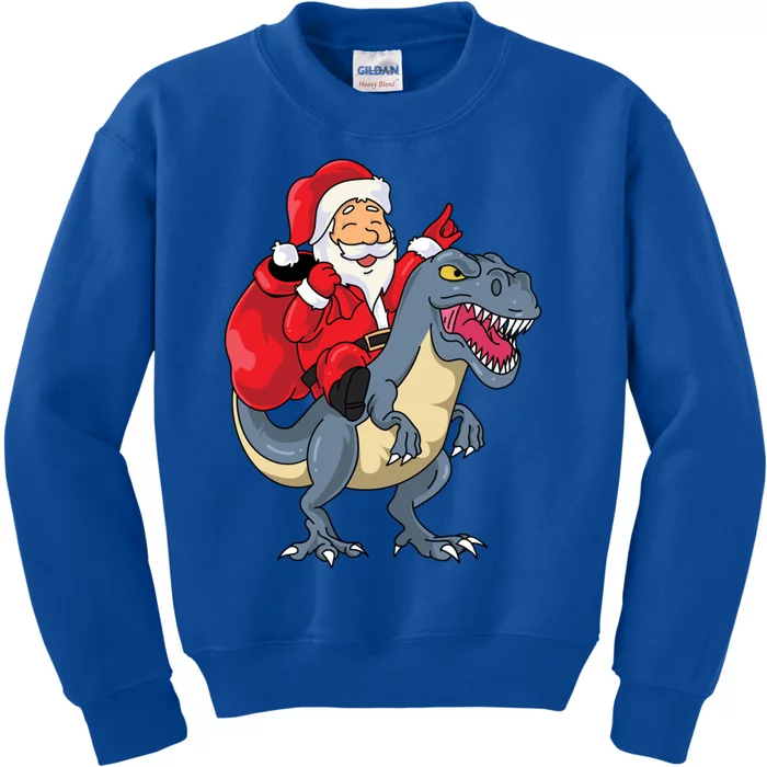 Santa Claus Riding Trex Dinosaur Christmas Dino Tree Rex Gift Kids Sweatshirt