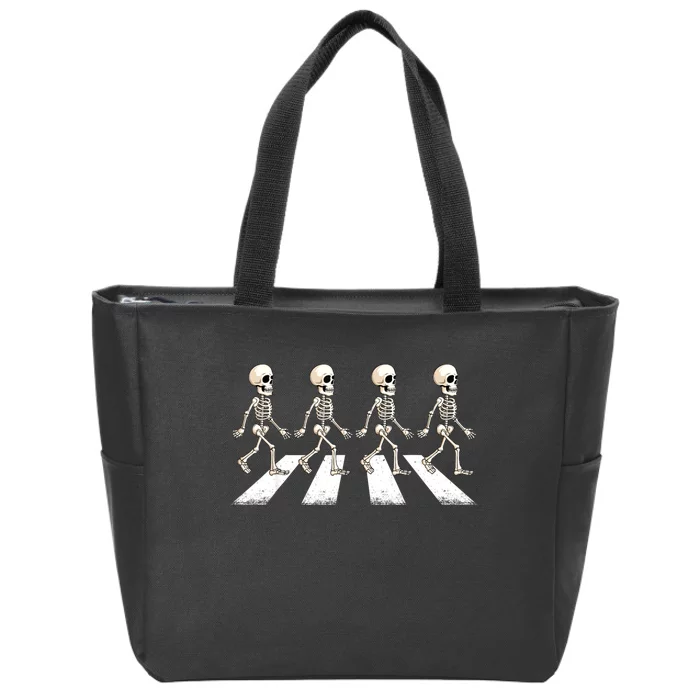 Skeleton Crossing Road Crosswalk Halloween Kids Adult Zip Tote Bag