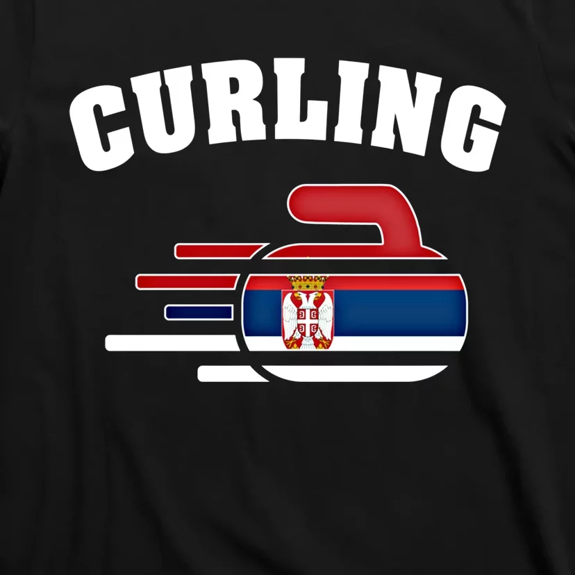 Serbia Curling Rock Sport Fans Serbian Curlers Winter Sports Cool Gift T-Shirt