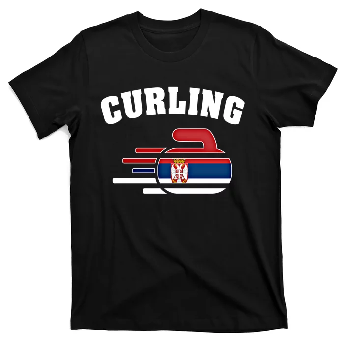 Serbia Curling Rock Sport Fans Serbian Curlers Winter Sports Cool Gift T-Shirt