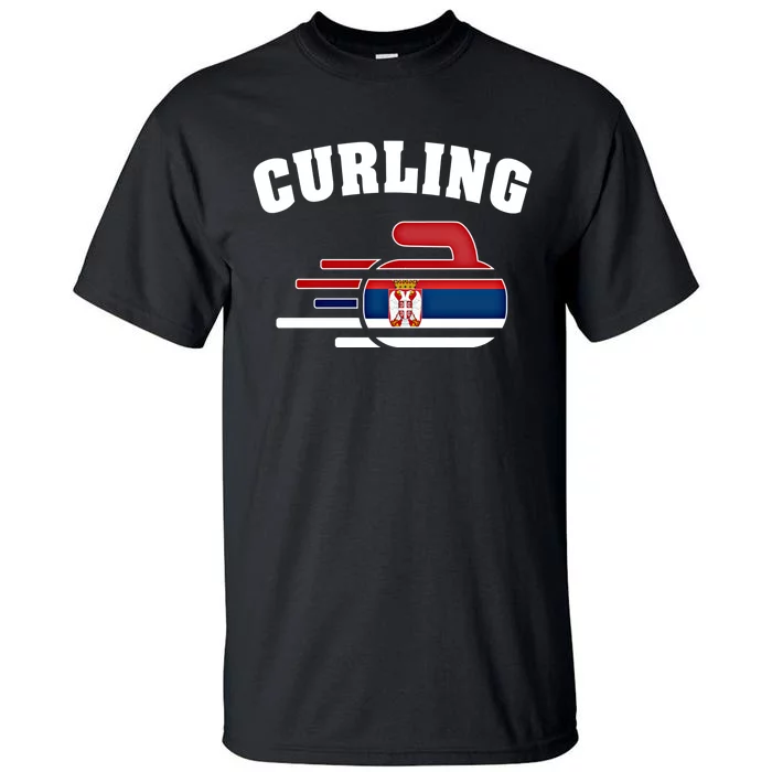 Serbia Curling Rock Sport Fans Serbian Curlers Winter Sports Cool Gift Tall T-Shirt