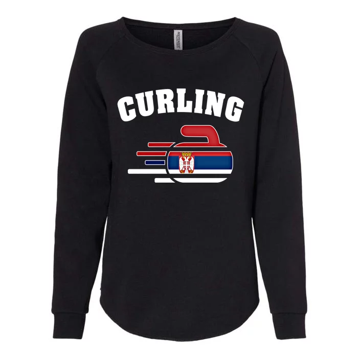 Serbia Curling Rock Sport Fans Serbian Curlers Winter Sports Cool Gift Womens California Wash Sweatshirt