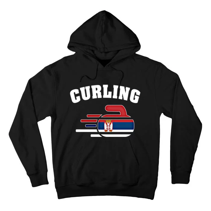 Serbia Curling Rock Sport Fans Serbian Curlers Winter Sports Cool Gift Tall Hoodie