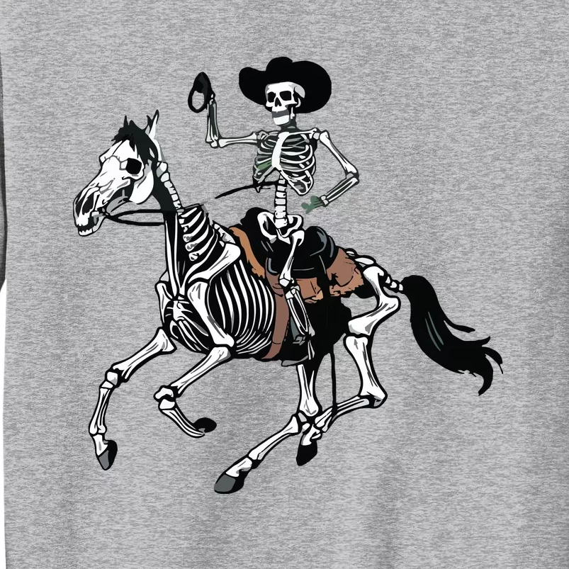 Skeleton Cowboy Riding Horse Halloween Rider Costume Vneck Tall Sweatshirt