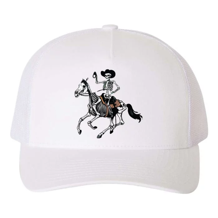 Skeleton Cowboy Riding Horse Halloween Rider Costume Vneck Yupoong Adult 5-Panel Trucker Hat