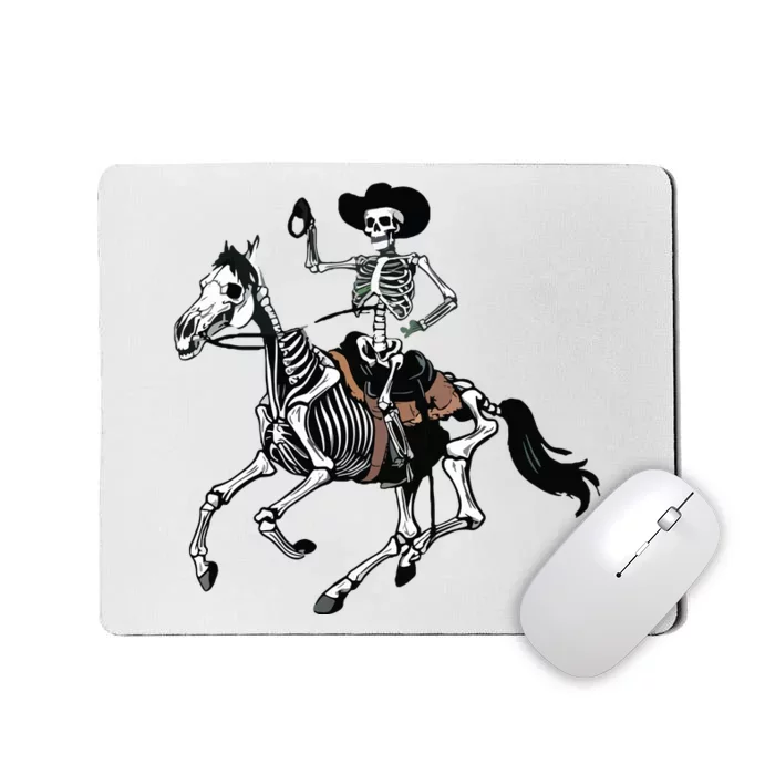 Skeleton Cowboy Riding Horse Halloween Rider Costume Vneck Mousepad