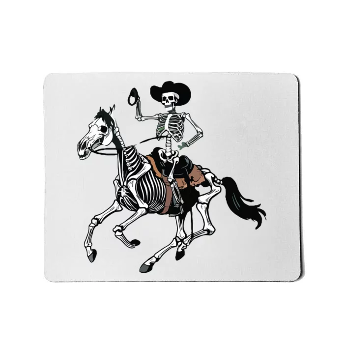 Skeleton Cowboy Riding Horse Halloween Rider Costume Vneck Mousepad