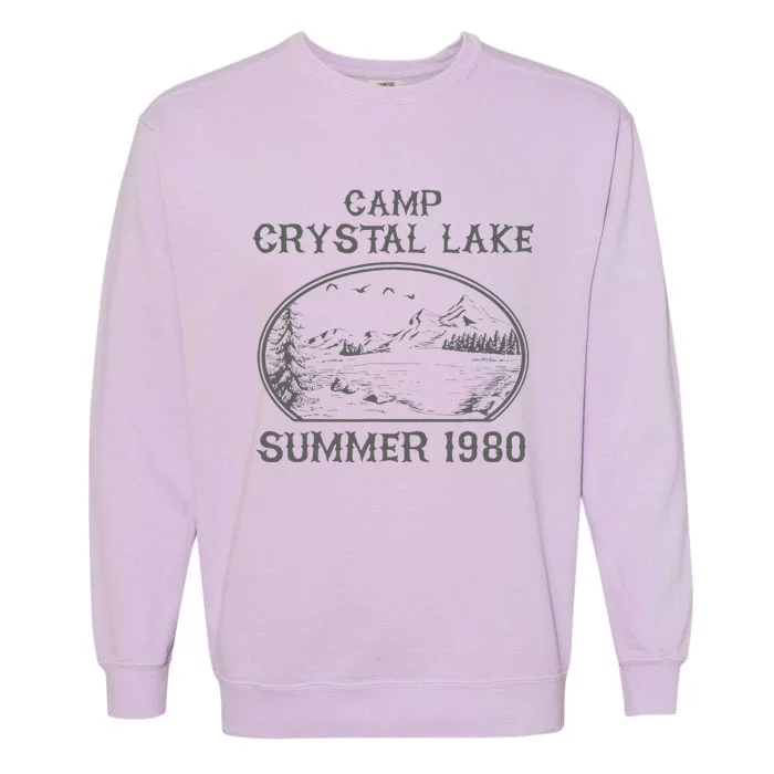 Summer Camp Retro 1980 Crystal Clear Lake Halloween Friday Garment-Dyed Sweatshirt