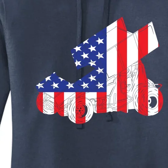 Sprint Car Racing Usa Flag American Inside Me Dirt Track Gift Women's Pullover Hoodie